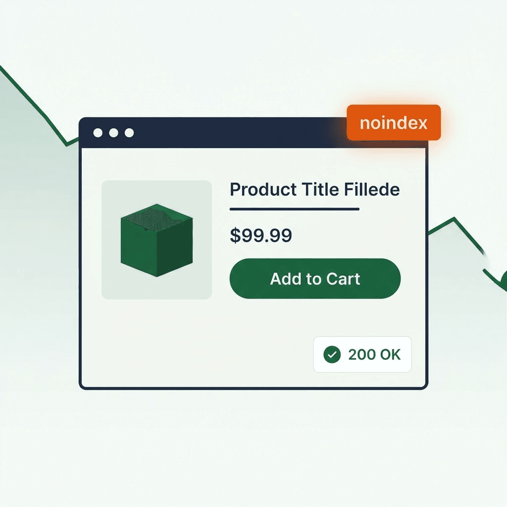 A product page returning 200 OK while a small noindex tag quietly removes it from search results, with revenue draining away in the background