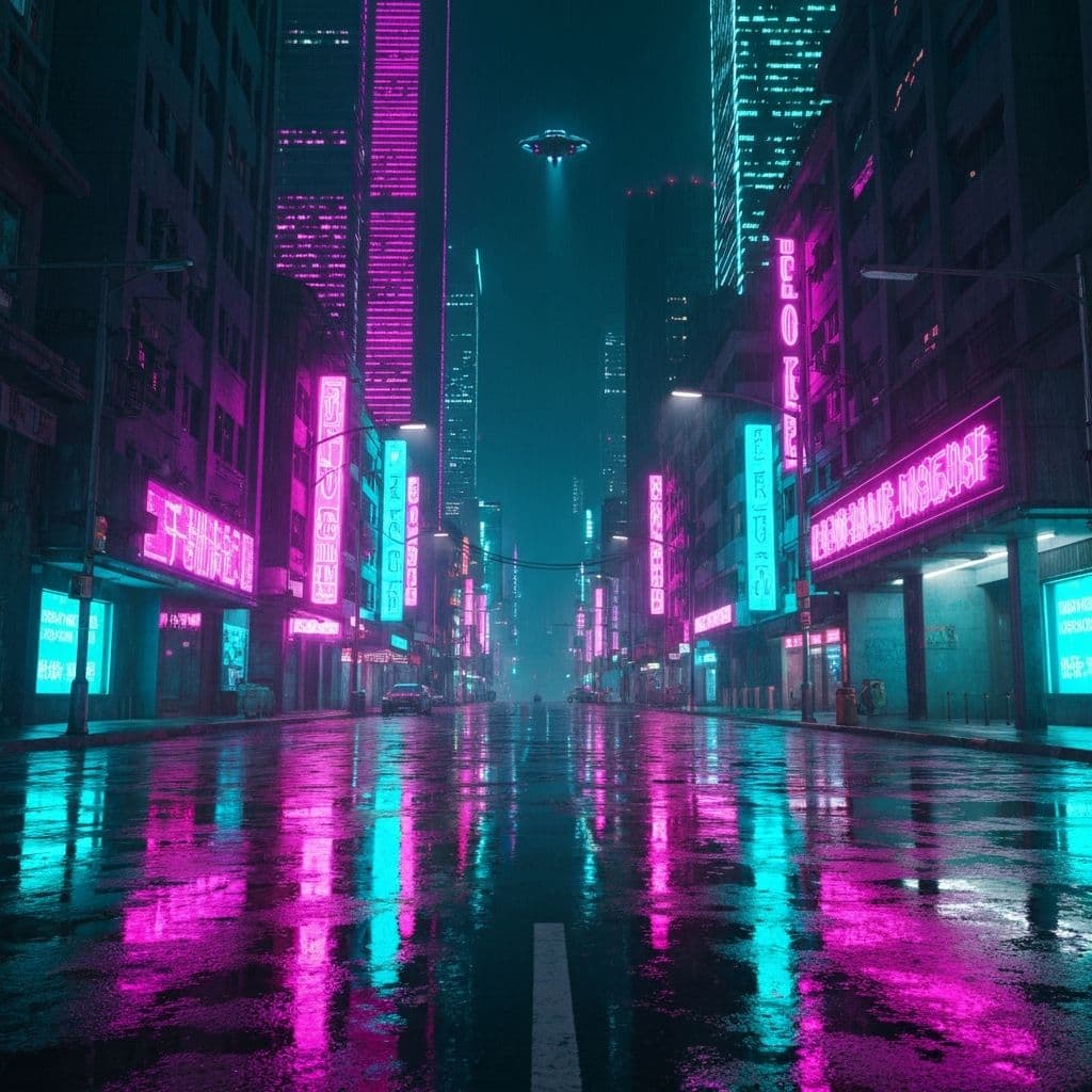 Neon cyberpunk city at night representing the gap between SEO features and production monitoring